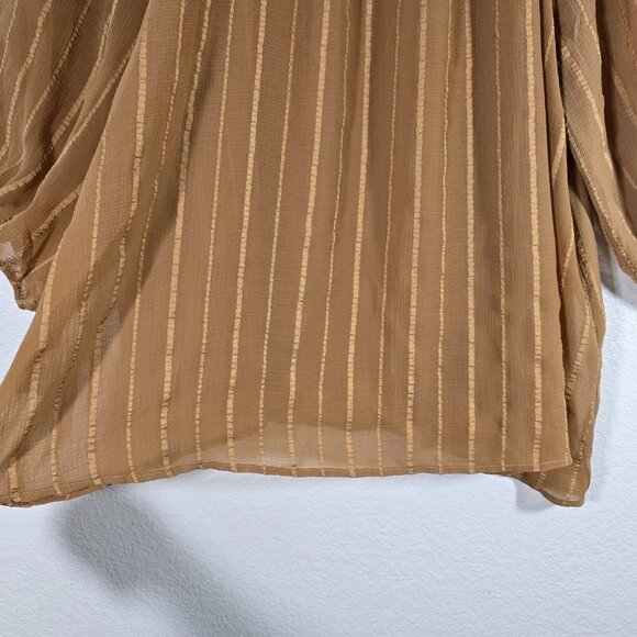 Torrid Sheer Peasant Blouse Top Women Size 3XL Brown Stripes Tie Boho Hippie - Picture 8 of 11